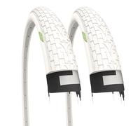 2 White Tyres 20 x 1.95 (50-406) Slick Road Tyres for BMX, City Bike, Children, 20 Inch Bicycle