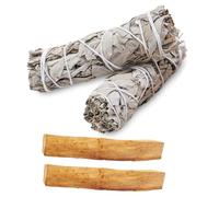 2 White Sage and 2 Palo Santo Smudge Sticks - 4” Sage & Palo Santo Sticks for Burning Sage for Cleansing Home, White Sage Incense Sticks for Spiritual Cleansing and Meditation Practices