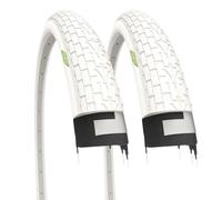2 White Tyres 20 x 1.95 (50-406) Slick Road Tyres for BMX, City Bike, Children, 20 Inch Bicycle