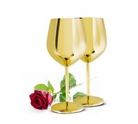 2 Wine Glasses 510ml Gold Stainless Steel Goblet Mug Red Unbreakable