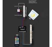 2-Wire/3-Wire CCT LED Strip Dimmer Controller for Dual Color Adjustment, 12V-24V DC, 10A Output, RF Remote (17-Key), Metal Housing