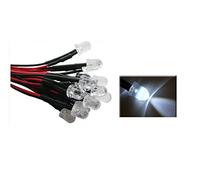 2 wired LEDs 10 mm white light ultra-bright 20000 MCD 12V cable ready pre wired diodes