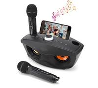 2 Wireless Karaoke Microphone Portable Mini Home KTV Karaoke Wireless Microphone System for Home Party/KTV Karaoke Speaker Handheld Bluetooth Microphone for Singing Great Gift for Family (Black)