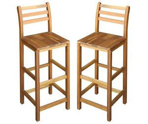 2 Wooden Bar Stools Breakfast Chairs with Backrest & Footrest itzcominghome