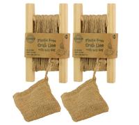 2 Wooden Crab Hand Line Reels - 11m (36') Rope, Booms, Weight & Bait Bag for Fishing & Crabbing - Safe & Fun for Adults, Kids & Family - Catch Fish, Prawns & Crayfish (2pk, Wooden Crab Lines)