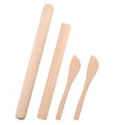 2 Wooden Rolling Pins, 25+30cm Beech Wood Rolling Dough Professional Solid, French Dumpling Rolling Pin, with 2 PCS Wooden Spoon, Non Stick Spatula, Roller for Fondant, Pie Crust, Cookie, Pastry