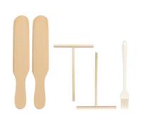 2 Wooden Spatulas, 2 T-Shaped Spreaders and 1 Silicone Oil Brush, Kitchen Utensils, Baking Tools, Pancake Tools, Durable Kitchen Utensils