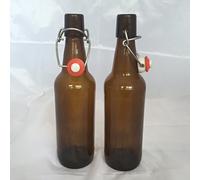 2 x 0.5L Clip Brown Swing Top Bottles Empty Glass Bottle with Swing Stopper Glass Bottle 500 ml