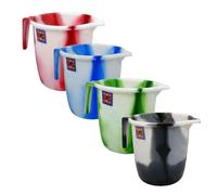 2 x 1.5L Litre Plastic Water Jug with Handle and Spout Kitchen Plastic Mugs for Bathroom, Hair Washing Jug (Assorted Colours)