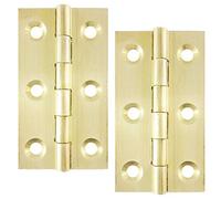 2" x 1.⅛" Inch - 51mm x 29mm x 1.5mm Pin-Lock™ Brass Butt Hinge Self Coloured Natural Brass - 1 Pair (2 Hinges)