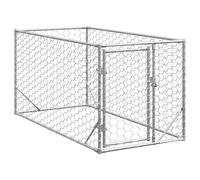 vidaXL Outdoor Dog Kennel/Galvanised Dog Cage with Door - 2x1x1 m Pet Enclosure with Lockable Latch and Mesh Design for Garden/Patio Use