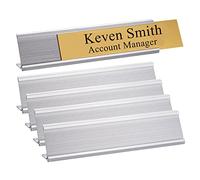 2" x 10" Aluminum Desk Name Plate Holder, Office Business Desk Sign Holder for Meeting Room Desk or Other Business Event -5 Pack (Silver)