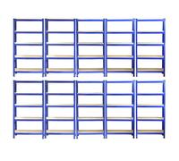 2 x 10 Blue Steel 5 Tier 75cm Garage Warehouse Racking Shelving Storage Unit
