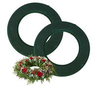 2 x 10 Inch Floral Foam Wreath Ring - Wet Foam Flower Arranging Wreath - Small Artificial Christmas Foliage Wreath Decoration - Wedding, Xmas Decor.