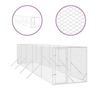 vidaXL Outdoor Dog Kennel Silver 2x10x2 m Galvanised Steel, Silver
