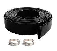 2" x 100 FT Pool Backwash Hose, Black Heavy Duty Reinforced PVC Lay Flat Water Discharge Hose for Swimming Pool Filter Pump,with 1 Clamp