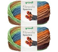 2 x 100 g Gründl Spectra Felt Wool Made from 100% Pure New Wool Including Instructions for Felt Shoes (02 Amazon Multicolour)