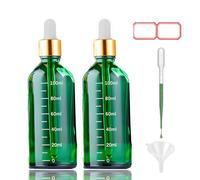 2 x 100 ml Pipette Bottle Clear Glass Pipette Bottle with Pipettes, Refillable Sample Pipette Bottles with Funnel and Label, Three Shreds and Plastic Shaker for Oxidation and Doll Oil Mixed