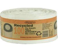 2 x 100 Recycled Tie Handle Tall Kitchen Bin Liners (Fits up to 50L Kitchen Bins)