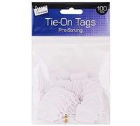 2 X 100 White Strung Tags Pre Strung Tie on Tags 25 x 39mm