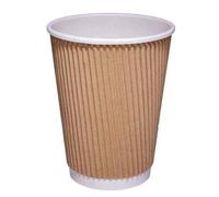 2 X 100 X 12oz / 360ml Kraft triple walled disposable paper ripple cups
