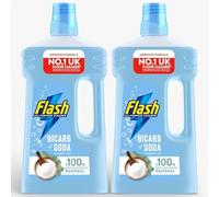 2 x 1000ml Flash All Purpose BICARBINATE OF SODA with Eucalyptus Floor Cleaner - Powerful Hard Floor Cleaner with Fresh Eucalyptus Scent