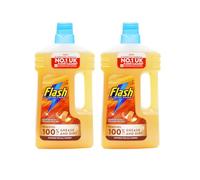 2 x 1000ml Flash Liquid Delicate WOOD Multi Surface All-Purpose Wood Surface Cleaner with ORANGE Peel Oil- PH Safe on wooden floors & Best shine ever