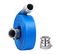 2" x 100ft PVC Lay Flat Discharge Hose With Aluminum Camlock C & E Fittings, Cam Lock Fitting Type A included, Heavy Duty Reinforced Pump Backwash Hose Assembly