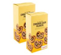 2 x 100g Crisp Puff Pastry Glazed Heart Shapes, Traditional All Butter Palmiers with Caramelised Cinnamon Sugar