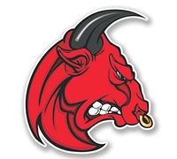 2 x 10cm/100mm Angry Red Spanish Bull Window Cling Sticker Car Van Campervan Glass #4301