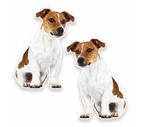 2 x 10cm/100mm Cute Jack Russell Vinyl SELF Adhesive Sticker Decal Laptop Car Travel Luggage Label Tag #9644