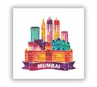 2 x 10cm/100mm Mumbai Skyline Vinyl Stickers Travel Luggage #10066