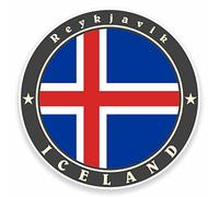 2 x 10cm/100mm Reykjavik Iceland Flag Vinyl SELF Adhesive Sticker Decal Laptop Car Travel Luggage Label Tag #9497