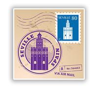 2 x 10cm/100mm Seville Spain Mixed Stamps Vinyl Stickers Travel Luggage #10067