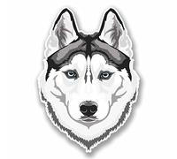 2 x 10cm/100mm White Husky Wolf Window Cling Sticker Car Van Campervan Glass #9674
