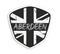 2 x 10cm Aberdeen Scotland Vinyl Stickers - City Union Jack Flag Shield Black White Rustic British UK GB Sticker #70954