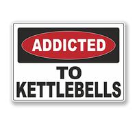 2 x 10cm Addicted to Kettlebells Vinyl Sticker Laptop Warning Sign #6542 (10cm Wide x 7cm Tall)