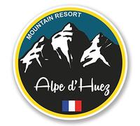 2 x 10cm Alpe d'Huez Ski Snowboard Vinyl Sticker iPad Laptop Luggage Decal #5333 (10cm x 10cm)