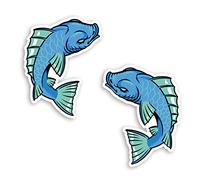 2 x 10cm Angry Blue Fish Vinyl Stickers - Fishing Pisces Zodiac Sticker #29833