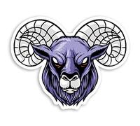 2 x 10cm Angry Purple Ram Vinyl Stickers - Animal Aries Sticker #29835