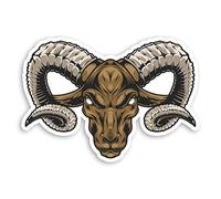2 x 10cm Angry Ram Vinyl Stickers - Aries Goat Sheep Laptop Sticker #30129 (10cm Wide)