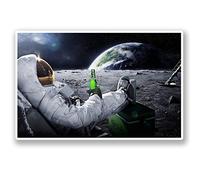 2 x 10cm Astronaut Space Vinyl Sticker Bike Laptop Moon Earth Joke Beer #5082 (10cm Wide x 6.5cm Tall)