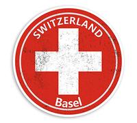 2 x 10cm Basel Switzerland Vinyl Stickers - Swiss Flag Luggage Sticker #20999 (10cm Wide)