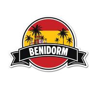 2 x 10cm Benidorm Vinyl Stickers - Spain Spanish Flag City Palm Tree Travel Holiday Geography Location Decal Scrapbook Sticker #83283