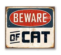 2 x 10cm Beware of Cat Funny Vinyl Sticker Bike Laptop Car Joke Fun #5111 (10cm Wide x 8.5cm Tall)