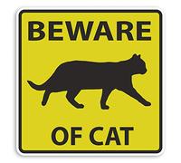 2 x 10cm Beware of Cat Sign Vinyl Stickers - Cats Kitten Funny Sticker #31655 (10cm Wide)