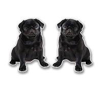 2 x 10cm Black Pug Vinyl Sticker Decal Laptop Tablet Car Dog Gift Animal #6298 (7.5cm Wide x 10cm Tall)