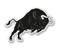2 x 10cm Black Spanish Bull Vinyl Decal Sticker Laptop Tablet Bike Car Fun #5533 (10cm Wide x 7cm Tall)