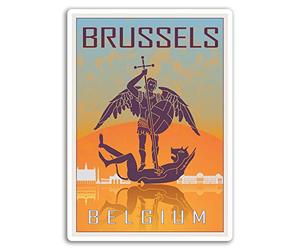 2 x 10cm Brussels Belgium Vinyl Stickers Sticker Car Luggage Travel #19004 (10cm Tall)