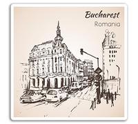 2 x 10cm Bucharest Romania Vinyl Stickers - Travel Sticker Laptop Luggage #17066 (10cm Tall)